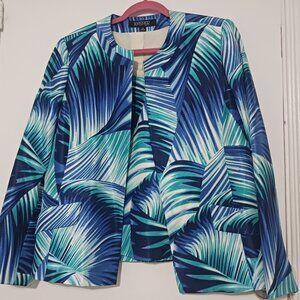 Kasper Multi-color Geometric Blazer Plus